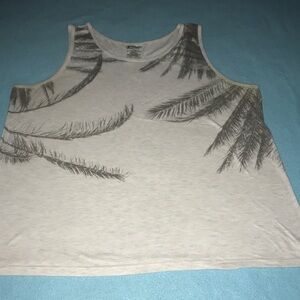 ARIZONA JEAN CO tank top heather gray with dark grey palm leaves size XXL